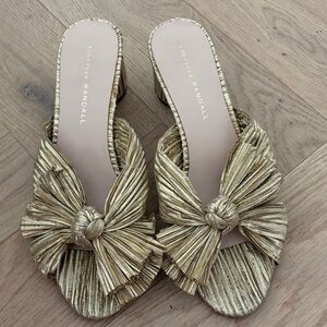 Loeffler Randall Gold Bow Mules